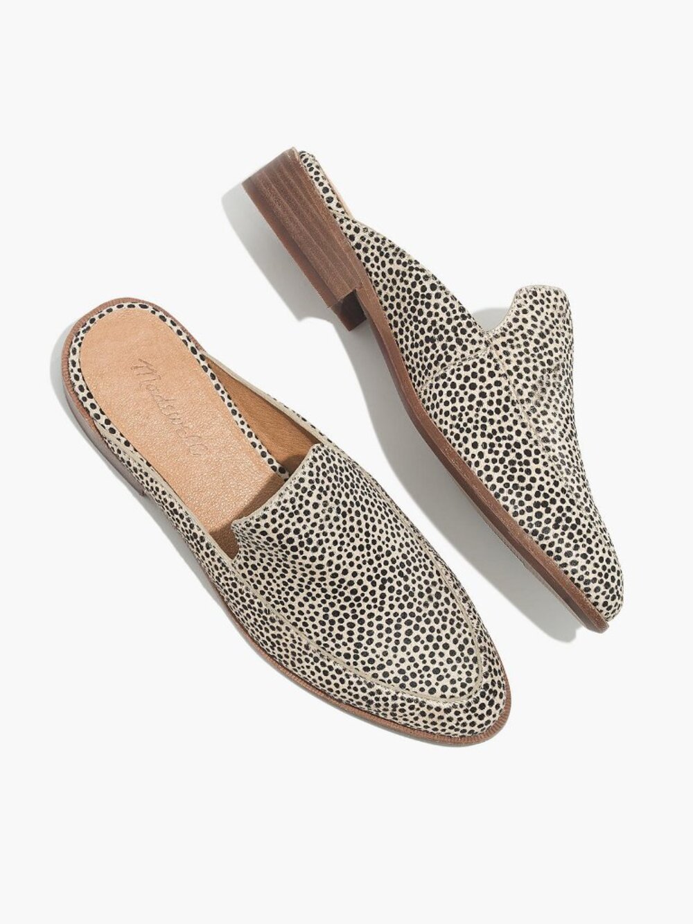 MADEWELL The Frances Loafer Mule in Spotted Calf Hair Shoes Size 9